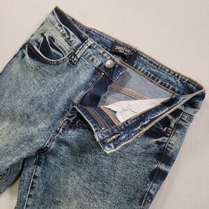Smoke & Ash Jeans Mens 32x32 Blue Acid Wash Moto Skinny Stretch Denim